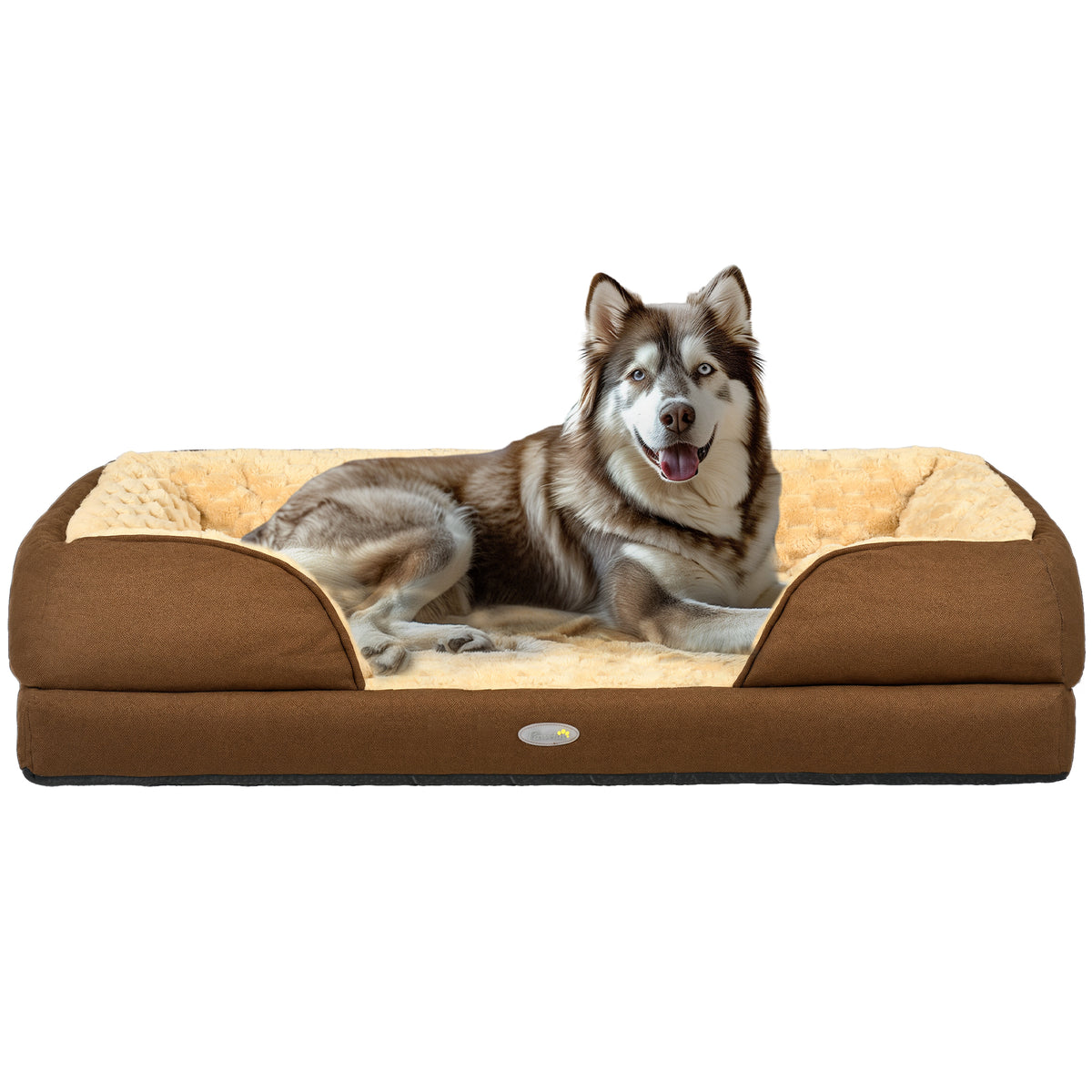Anti-Anxiety Calming Dog Bed Pet Mattress W/ Removable Cover, Anti-Slip Bottom, For Large Dogs, 120L X 80W X 22Hcm - Brown
